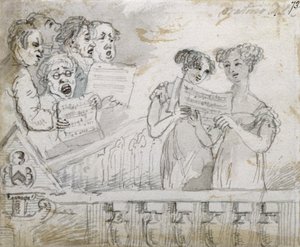 Drury Lane剧院的清唱剧表演，1814年三联画的第一部分（wc和墨水）（另见84544-5）
